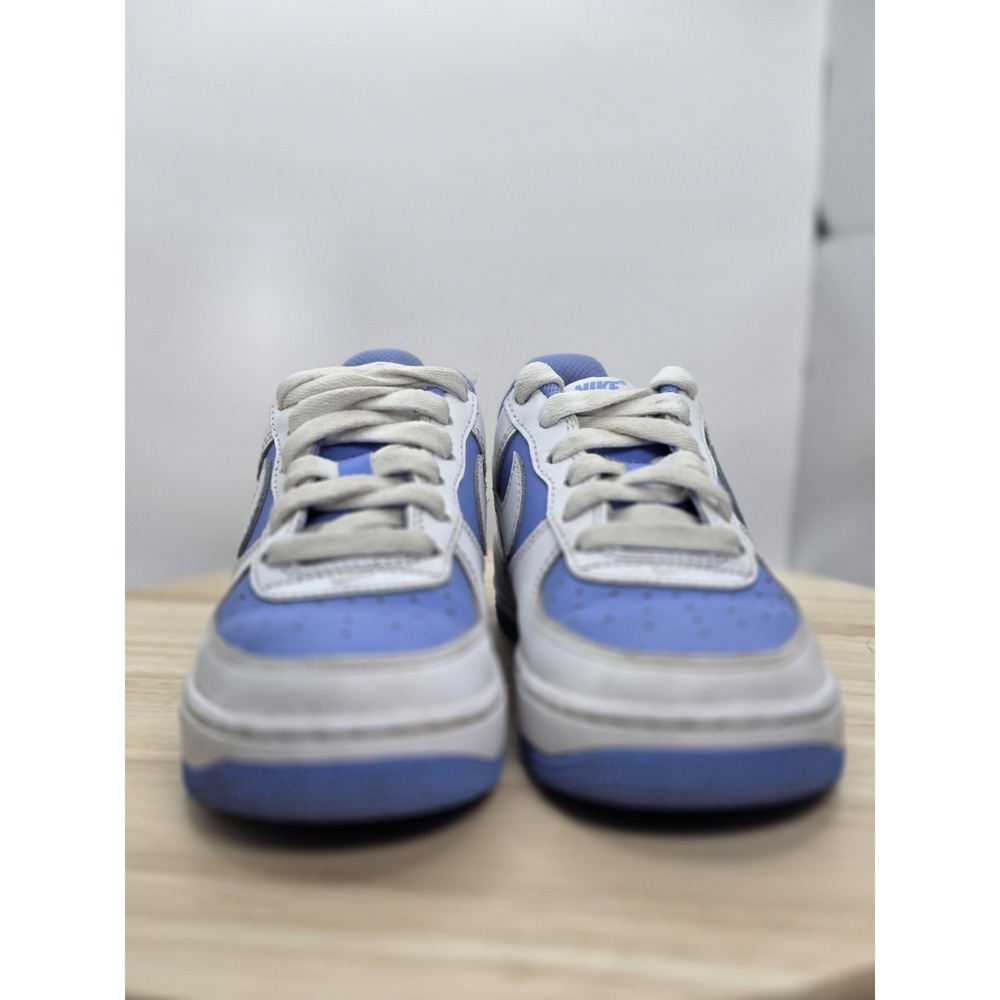 Kids Sz 2Y - Nike Air Force 1 White Blue Leather Sneakers Lace Up HV0936-100 - Picture 2 of 11